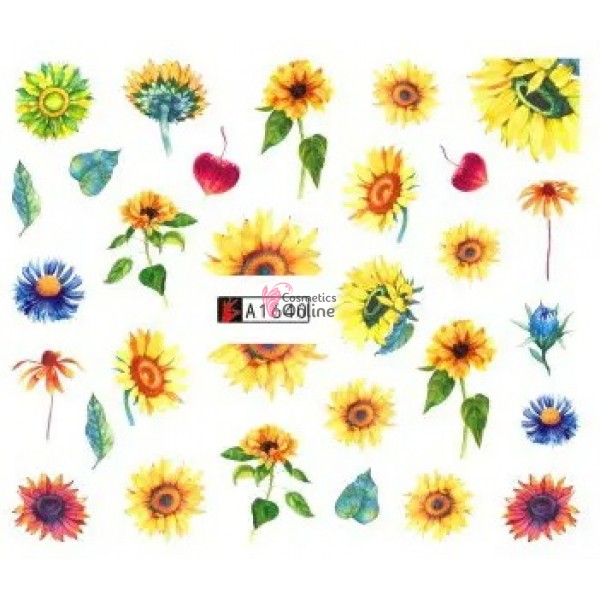 Stickere cu Apa pentru unghii cod A1640 cu floricele colorate